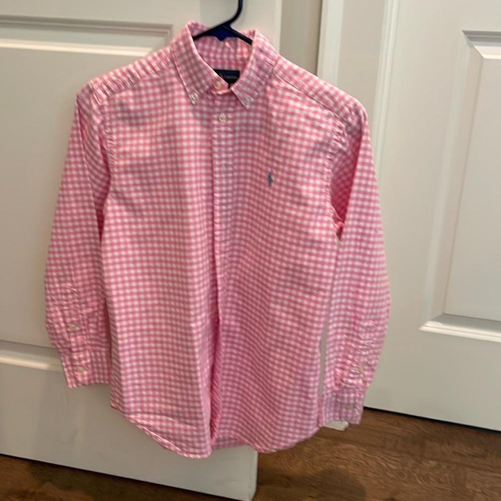 Ralph Lauren boys button down pink plaid shirt